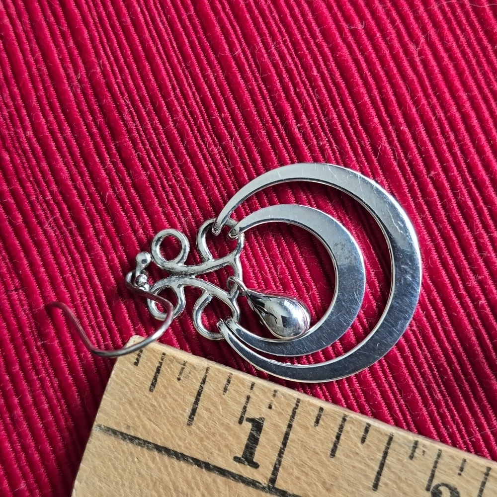 Vintage Mexico 925 Elegant Sterling Silver Dangle Earrings - Picture 6 of 6